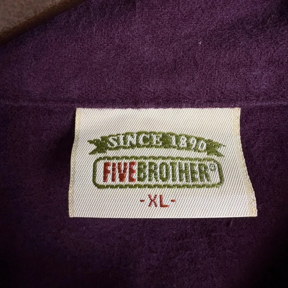 Five Brother Mens XL Flannel Shirt Burgundy Purple Long Sleeve Heavy Workwear